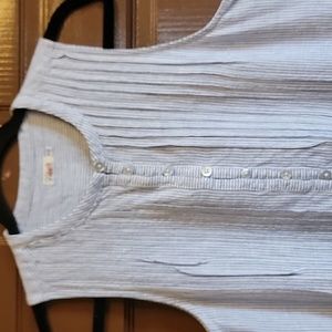 Faherty-Linen blue & white striped dress, sleeveless, crew neck XS